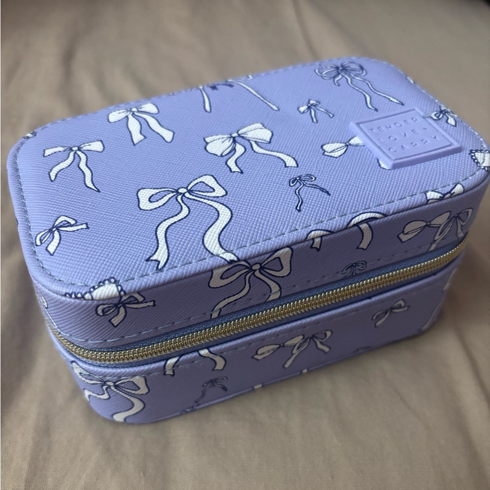 Blue/Purple Bow Print Travel Jewelry Case